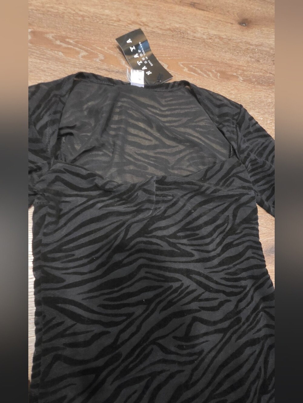 Nataya Shop Black Velvet Animal Print Long Sleeve Bodycon Dress NWT - Picture 3 of 8